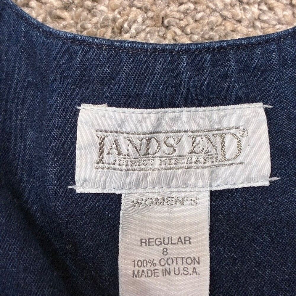 VTG Lands End 90s Denim Midi Dress Size 8 Blue USA Cottagecore Western Prarie - Picture 2 of 11